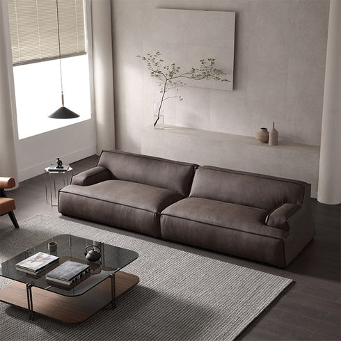 Jana Brown Technical Fabric 3 Seater Sofa 2-Pieces Couch