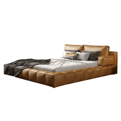 Janika Microfiber Leather Luxury Low Headboard Bed Frame with Cushions