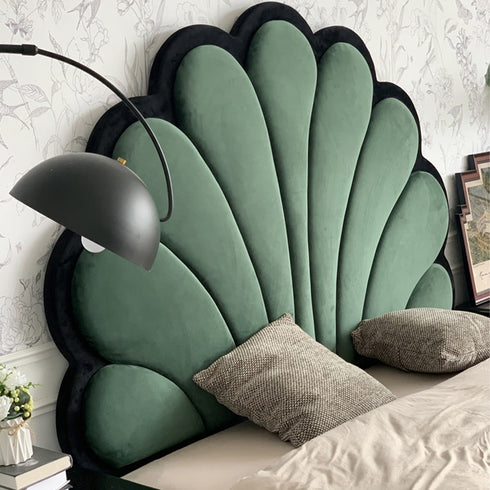 Jeriel Velvet Flower Shaped Vintage High Headboard Bed Frame