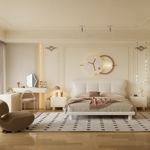 Jiva Boucle Modern Upholstered Headboard Bed Frame