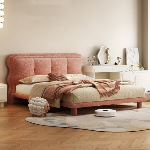 Jiva Boucle Modern Upholstered Headboard Bed Frame