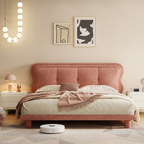 Jiva Boucle Modern Upholstered Headboard Bed Frame
