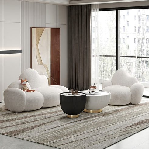 Joy Cloud Shaped Teddy Fleece 3 Seater Sofa Modern Upholstery Reception Couch