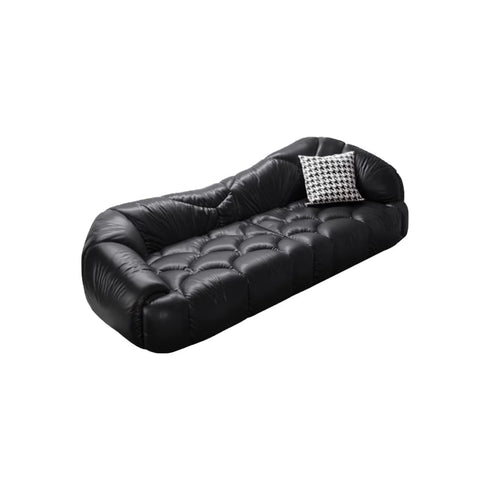 Keith Black Calf Leather 3 Seater Sofa Special-Shaped Couch