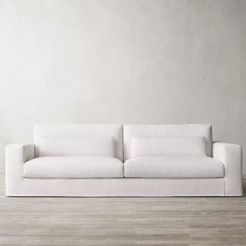 Una White Fabric 3 Seater Sofa Modernism Slipcovered Couch