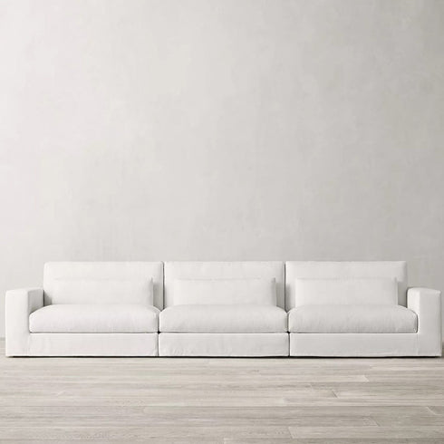 Una White Fabric 3 Seater Sofa Modernism Slipcovered Couch