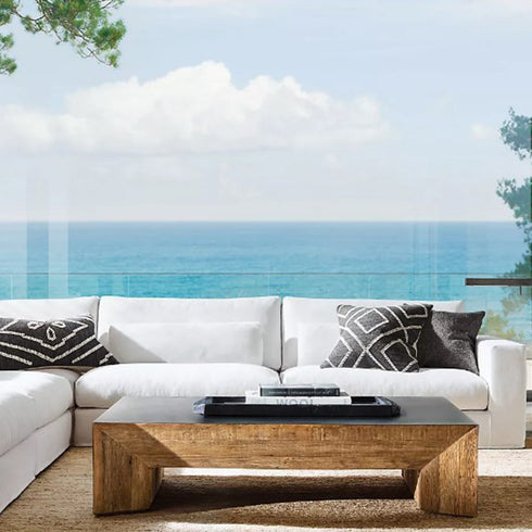 Una White Fabric 3 Seater Sofa Modernism Slipcovered Couch