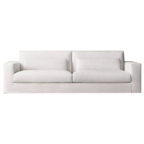 Una White Fabric 3 Seater Sofa Modernism Slipcovered Couch