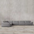 Valerie Gray Suede Fabric 3 Seater Sofa Cube Couch