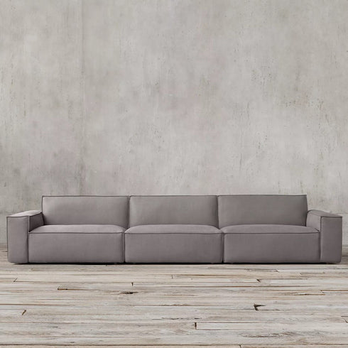 Valerie Gray Suede Fabric 3 Seater Sofa Cube Couch