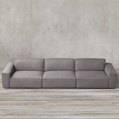 Valerie Gray Suede Fabric 3 Seater Sofa Cube Couch