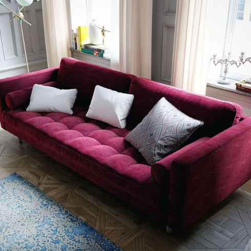 Lizy Velvet Fabric Loveseat Sofa Arm Couch
