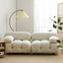 Mona White Boucle Sofa 3 Piece Minimalist Couch with Ottoman