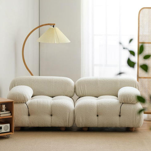 Mona White Boucle 3 Seater Sofa 3 Piece Minimalist Couch
