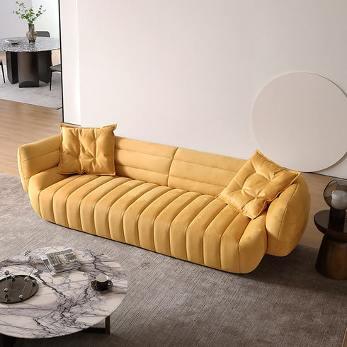 Leis Suede Fabric 4 Seater Banana Sofa Special Design Arm Couch