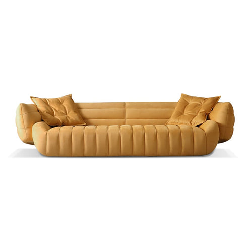 Leis Suede Fabric 4 Seater Banana Sofa Special Design Arm Couch
