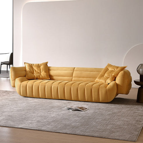 Leis Suede Fabric 4 Seater Banana Sofa Special Design Arm Couch