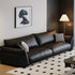 Logan Black Calf Leather 3 Seater Sofa Armrest Couch