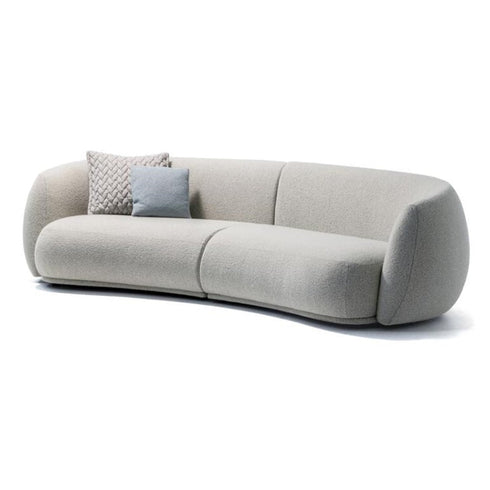 Louella Gray Boucle Fabric 4 Seater Sofa Round Shaped Modern Couch