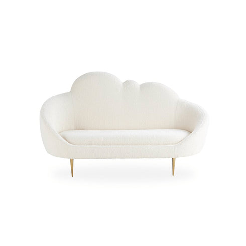 Lourie White Boucle Cloud Shaped Loveseat Upholstery Couch