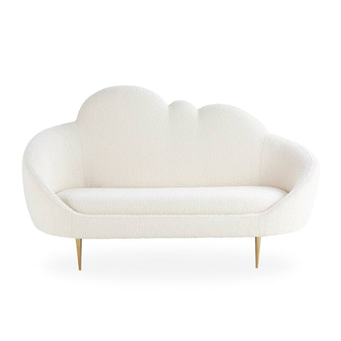 Lourie White Boucle Cloud Shaped Loveseat Upholstery Couch