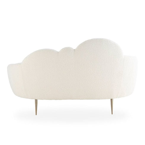 Lourie White Boucle Cloud Shaped Loveseat Upholstery Couch