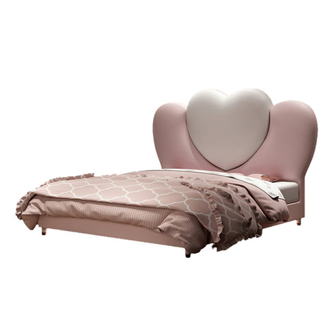 Maci Heart Shaped Headboard Upholstered Pink Bed Frame Queen Size
