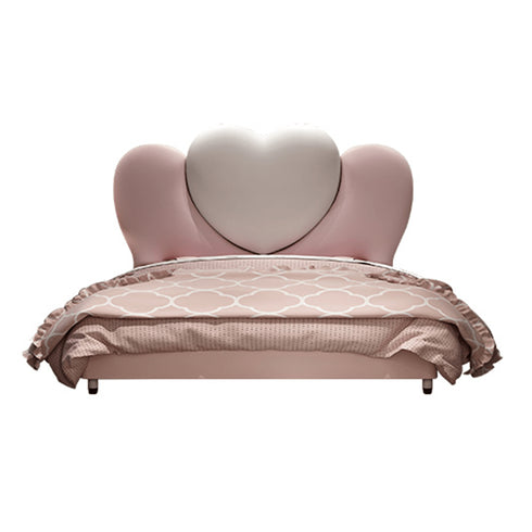 Maci Heart Shaped Headboard Upholstered Pink Bed Frame Queen Size