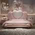 Maci Heart Shaped Headboard Upholstered Pink Bed Frame Queen Size