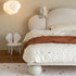 Marlee Shaped Headboard White Cotton Linen Blend Fabric Bed Frame Queen Size