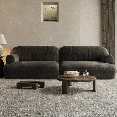 Mason Charcoal Black Suede Fabric 3 Seater Sofa 2 Piece Couch