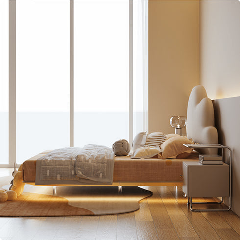 Mayra Cloud Shaped Headboard Boucle Bed Frame with Acrylic Feet
