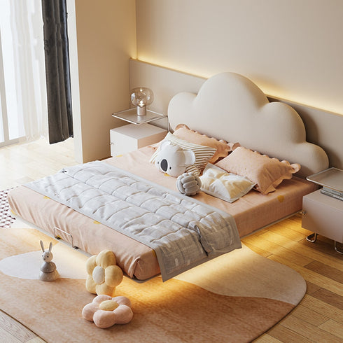 Mayra Cloud Shaped Headboard Boucle Bed Frame with Acrylic Feet