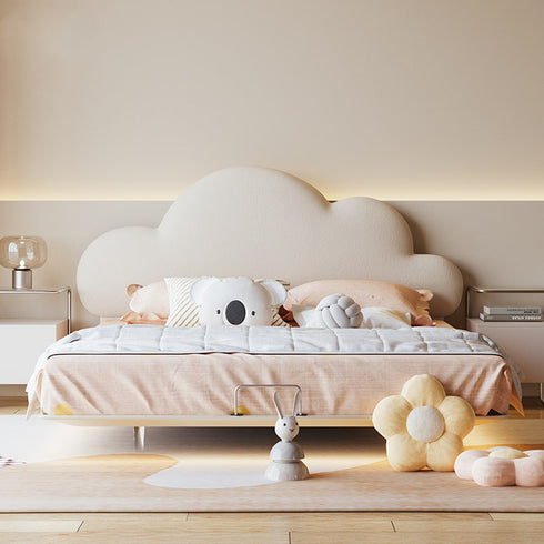 Mayra Cloud Shaped Headboard Boucle Bed Frame with Acrylic Feet