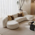 Melinda Beige Suede Fabric Sectional Sofa Curved Couch