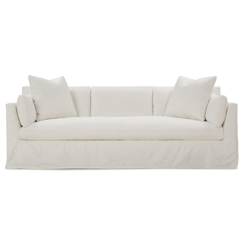 Minimalist Linen Arm Slip-covered Couch 3 Seater Sofa with Pillows