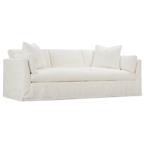 Minimalist Linen Arm Slip-covered Couch 3 Seater Sofa with Pillows