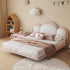 Miya Pink+White Fabric Cloud Shaped Fabric Floating Bed Frame