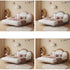 Miya Pink+White Fabric Cloud Shaped Fabric Floating Bed Frame