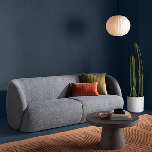 Moore Boucle Fabric 3 Seater Sofa Upholstery Curved Couch