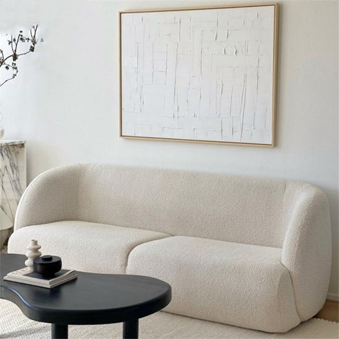 Moore Boucle Fabric 3 Seater Sofa Upholstery Curved Couch