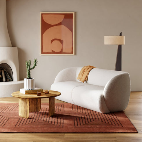 Moore Boucle Fabric 3 Seater Sofa Upholstery Curved Couch