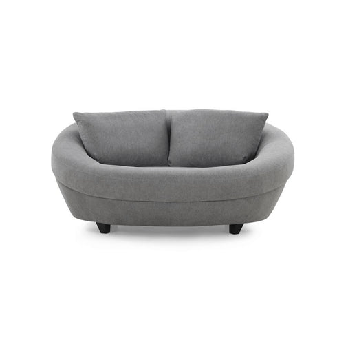 Murray Velvet Gray Loveseat Lounge Sofa Round Shaped Couch
