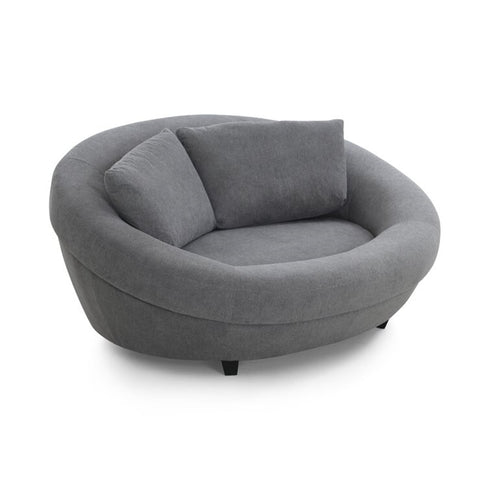 Murray Velvet Gray Loveseat Lounge Sofa Round Shaped Couch