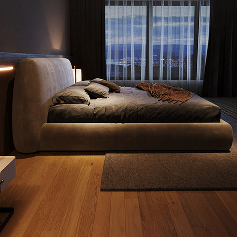 Nadia Velvet Fabric Minimalist Bed Frame
