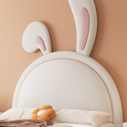 Nettie White Microfiber Leather Rabbit Shaped Bed Frame