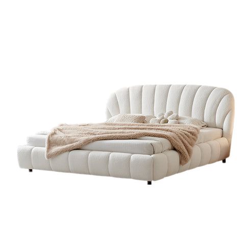 Nikki Boucle Fabric Shaped Bed Frame