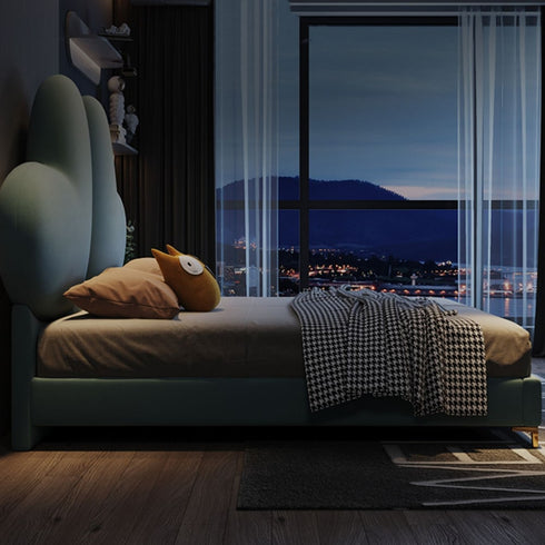 Noble Fabric Heart Shaped Bed Frame in Blue/Pink