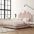 Nyasia Velvet Fabric Special Design Headboard Bed Frame