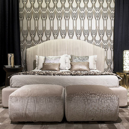 Nyla Vintage Luxury Velvet Fabric Wide Headboard Bed Frame